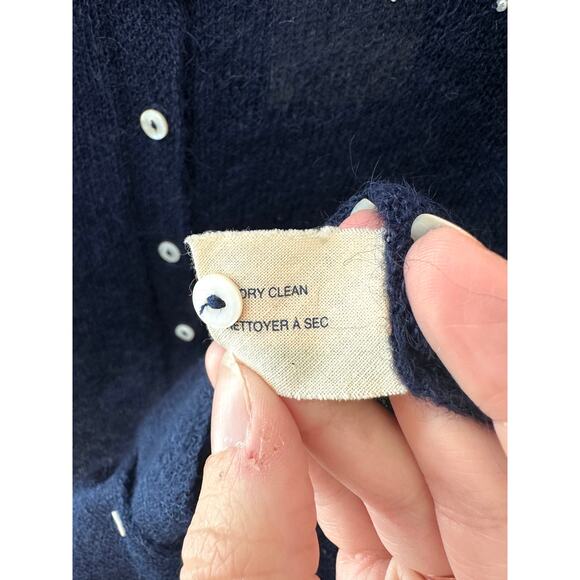 ANTHROPOLOGIE Jane Wheeler Navy Beaded Cardigan NWT Mohair Wool Blend Pearl | XS - Picture 9 of 10